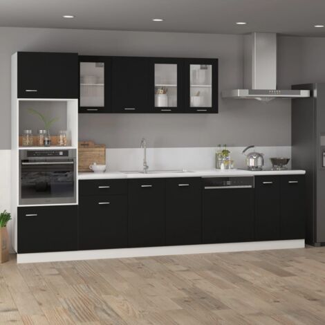Armoire de plancher à tiroir  Armoire de cuisine Meuble bas de Cuisine Noir 50x46x81,5 cm Aggloméré 34593