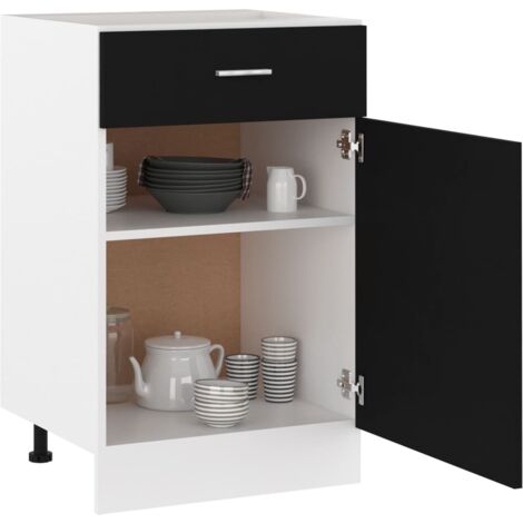Armoire de plancher à tiroir  Armoire de cuisine Meuble bas de Cuisine Noir 50x46x81,5 cm Aggloméré 34593