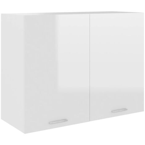 Armoire suspendue  Armoire de cuisine Meuble haut de Cuisine Blanc brillant 80x31x60 cm Aggloméré 25721