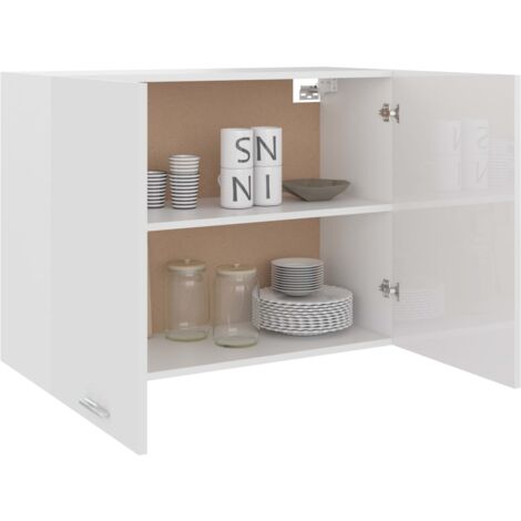 Armoire suspendue  Armoire de cuisine Meuble haut de Cuisine Blanc brillant 80x31x60 cm Aggloméré 25721