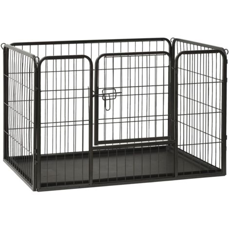 Parc pour chiots  Cage pour chien Chenil Enclos Acier 91,5x59x61 cm 98005