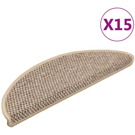 Maison Chic – Lot de 15 tapis d'escalier autocollants 56x20 cm – Aspect sisal – Antidérapants et insonorisants – Installation facile avec bandes adhésives