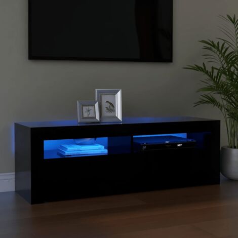 Meuble TV avec lumières LED Banc TV Armoire de rangement Noir 120x35x40 cm 14937 (1/5)