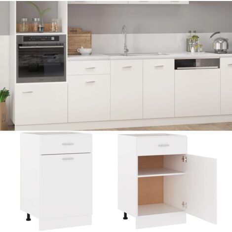 Armoire de plancher à tiroir  Armoire de cuisine Meuble bas de Cuisine Blanc 50x46x81,5 cm Aggloméré 14247