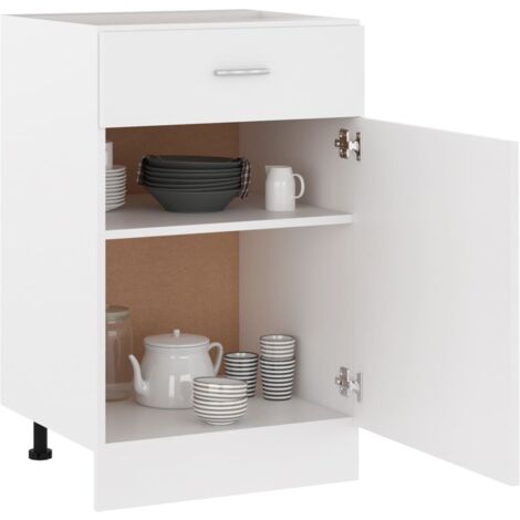 Armoire de plancher à tiroir  Armoire de cuisine Meuble bas de Cuisine Blanc 50x46x81,5 cm Aggloméré 14247