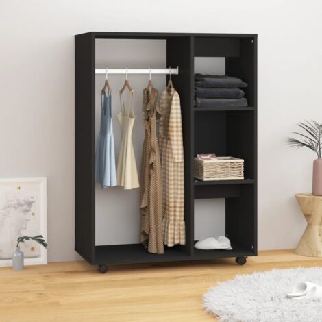Armoire de rangement Garde-robe Armoire de chambre Noir 80x40x110 cm Aggloméré 66909 (1/5)