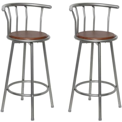 Lot de 2 Tabourets de bar Style Contemporain Chaises de bar Marron Acier 18405 (1/4)