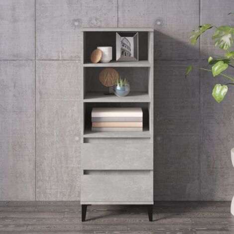 Buffet haut Meuble de rangement  Commode Bahut Gris béton 40x36x110 cm Bois d'ingénierie 47413 (1/5)