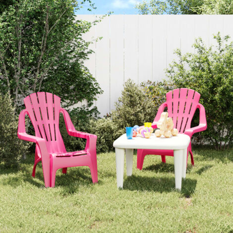 Maison Chic – Lot de 2 chaises de jardin pour enfants – Confortable avec dossier et accoudoirs – Dimensions 37x34x44 cm – Matériau polypropylène rose (1/5)