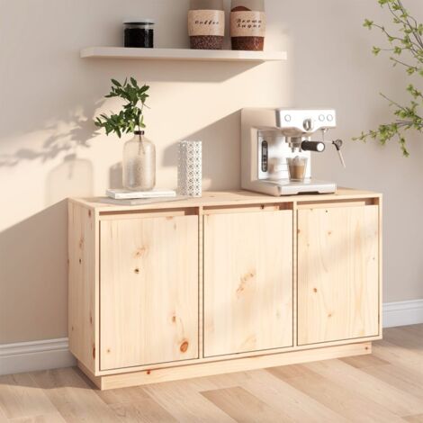 Maison Chic – Buffet bahut en bois massif de pin 111x34x60 cm – Meuble de rangement moderne – Compartiments pour magazines et appareils multimédia (1/5)
