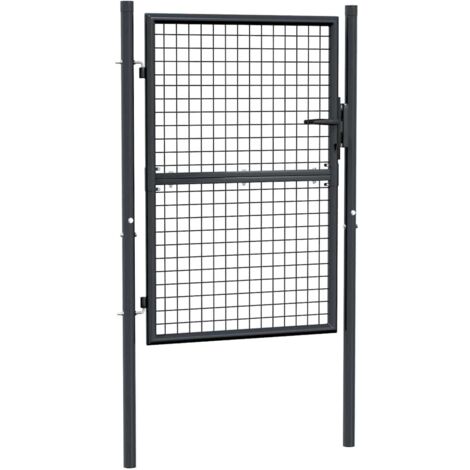 Portail en maille de jardin - Portillon de Clôture Acier galvanisé 100 x 125 cm Gris