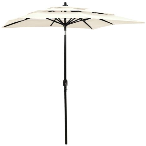 Parasol de Jardin/Parasol à 3 niveaux avec mât en aluminium Sable 2x2 m 24728 (1/5)