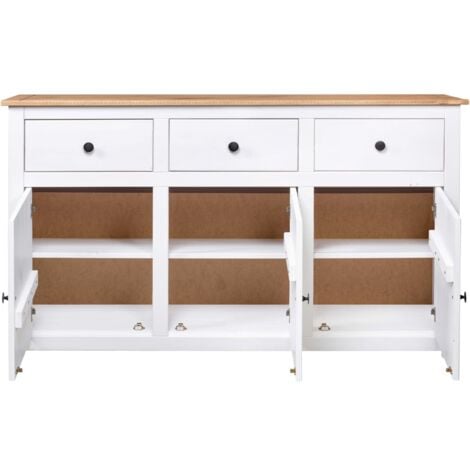 Buffet De Cuisine Buffet bas - Meuble de rangement - Blanc 135x40x80 cm Pin solide Gamme Panama