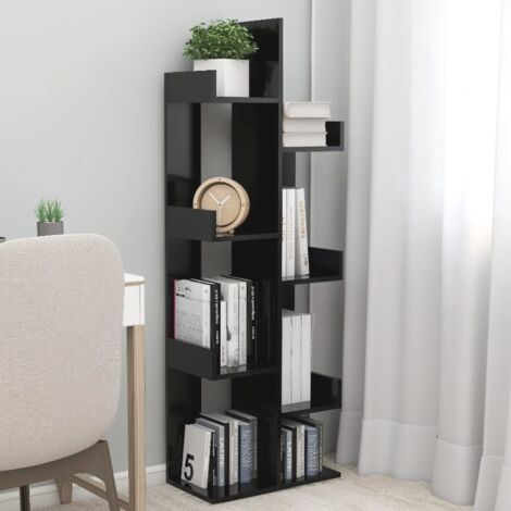 Maison Chic – Bibliothèque étagère de rangement 8 compartiments – Noir 48x25,5x140 cm – Aggloméré facile à nettoyer – Pour petits espaces (1/5)