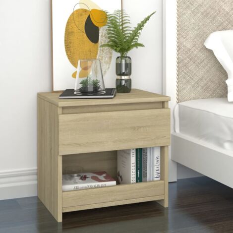 Maison Chic – Lot de 2 tables de chevet chêne sonoma 40x30x39 cm – Aggloméré – 1 tiroir – Rangement pratique pour chambre (1/5)