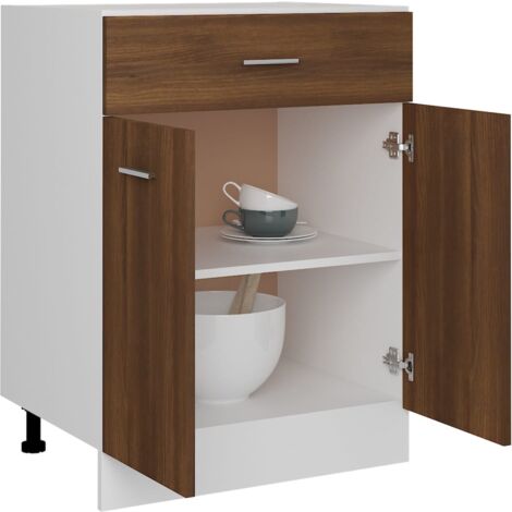 Pwshymi-Armoire De Plancher à Tiroir Chêne Fumé 40x46x81,5 Cm Bois