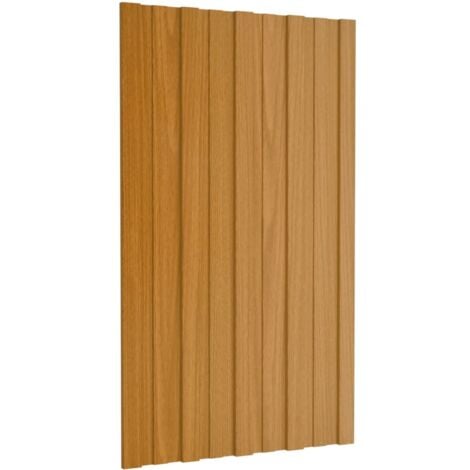 Lot de 36 Panneaux de toiture  Plaque Panneau et lame de bardage Acier galvanisé Bois clair 80x45 cm 64136