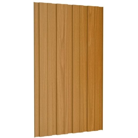 Lot de 36 Panneaux de toiture  Plaque Panneau et lame de bardage Acier galvanisé Bois clair 80x45 cm 64136