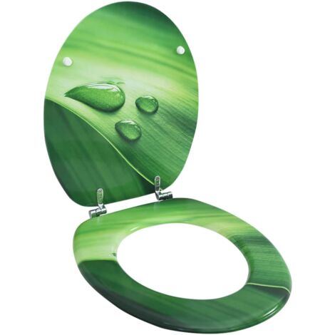 Abattant WC Siège de Toilette avec couvercle MDF Vert Gouttes d'eau 26385 (1/5)