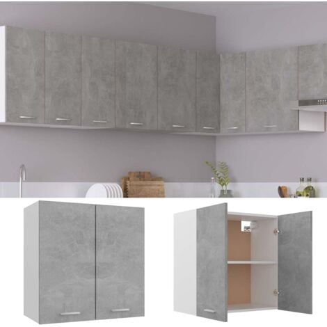 Armoire suspendue  Armoire de cuisine Meuble haut de Cuisine Gris béton 60x31x60 cm Aggloméré 73229