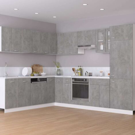 Armoire suspendue  Armoire de cuisine Meuble haut de Cuisine Gris béton 60x31x60 cm Aggloméré 73229