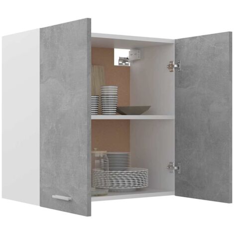 Armoire suspendue  Armoire de cuisine Meuble haut de Cuisine Gris béton 60x31x60 cm Aggloméré 73229