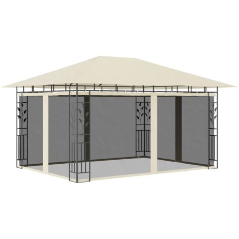 Tonnelle de jardin Tonnelle Barnum Belvédère avec moustiquaire 4x3x2,73 m Crème 180 g/m² 41324 (1/5)