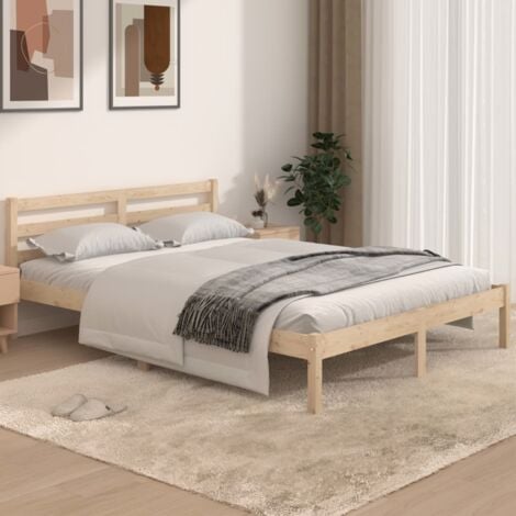 Lit adulte Contemporain  Cadre de lit Bois de pin massif 140x190 cm 44538