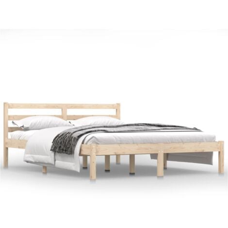 Lit adulte Contemporain  Cadre de lit Bois de pin massif 140x190 cm 44538