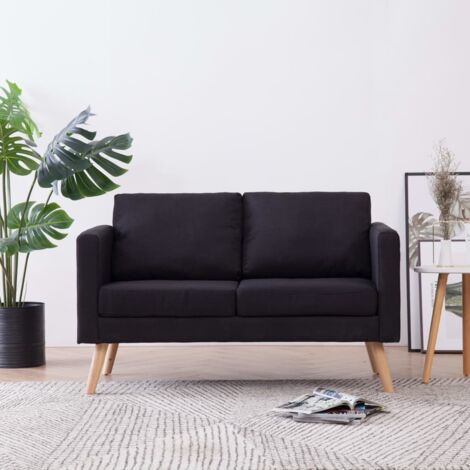 Maison Chic – Canapé droit 2 places contemporain – Tissu noir résistant – Largeur 100 cm – Confort optimal avec coussins amovibles - Chic-561264 (1/5)