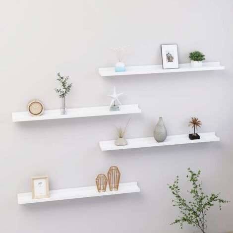 Lot de 4 Étagères murales  Armoire murale Meuble Étagère Blanc 80x9x3 cm 24439 (1/5)