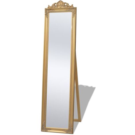 Maison Chic – Miroir sur pied baroque doré 40 x 160 cm – Cadre en bois ornementé – Pour salle de bain, salon, chambre, dressing (1/5)