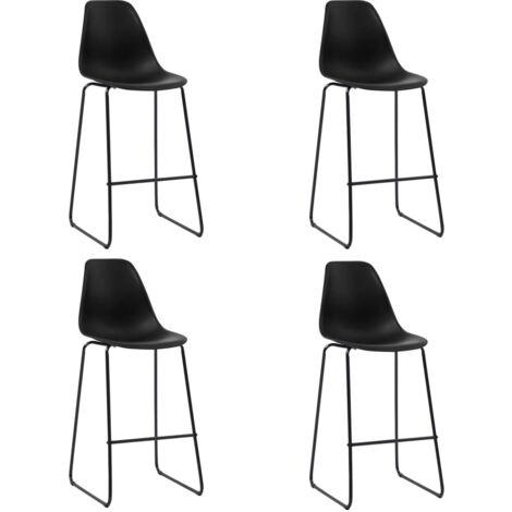 Lot de 4 Tabourets de bar Style Contemporain  Chaises de bar Noir Plastique 26721