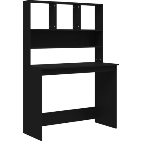 Bureau avec étagères  Bureau d'ordinateur Bureau informatique Noir 102x45x148 cm Bois d'ingénierie 45882