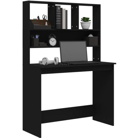 Bureau avec étagères  Bureau d'ordinateur Bureau informatique Noir 102x45x148 cm Bois d'ingénierie 45882