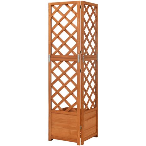 Bac à fleurs d'angle en treillis - Jardinière pour extérieur/intérieur jardin terrasse balcon - 40x40x150cm Bois de sapin massif Chic-565309