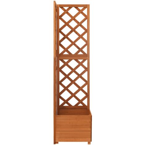 Bac à fleurs d'angle en treillis - Jardinière pour extérieur/intérieur jardin terrasse balcon - 40x40x150cm Bois de sapin massif Chic-565309