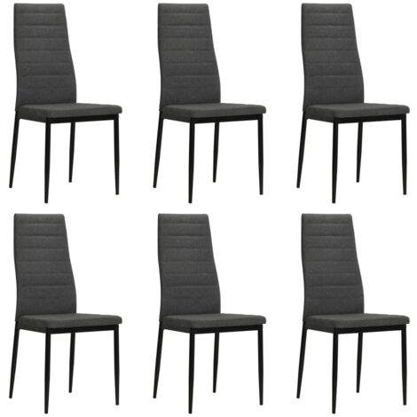 Lot de 6 Chaises Chaises de salle à manger Chaise de cuisine Gris foncé Tissu 86472 (1/5)