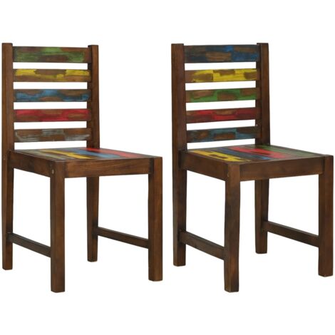 Lot de 2 Chaises Chaises de salle à manger Chaise de cuisine Bois de récupération solide 12974 (1/5)