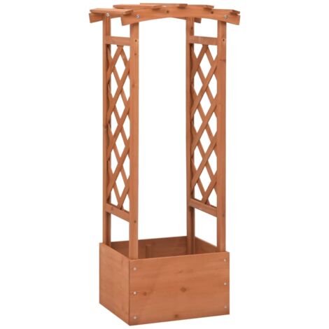 Jardinière Bac A Fleur à treillis avec arche 49x39x117 cm Bois de sapin 92584 (1/4)