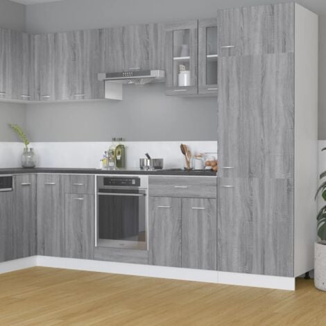 Armoire vitrée suspendue  Armoire de cuisine Meuble haut Cuisine Sonoma gris 60x31x60cm Bois ingénierie 14104