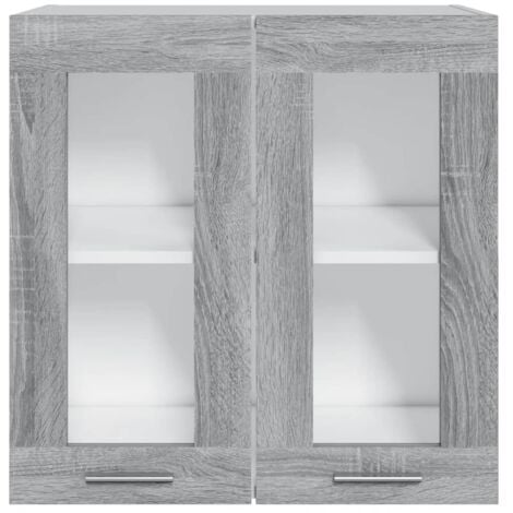 Armoire vitrée suspendue  Armoire de cuisine Meuble haut Cuisine Sonoma gris 60x31x60cm Bois ingénierie 14104