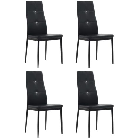 FIMEI Chaises de salle Ă manger 4 pcs Noir Similicuir (1/5)