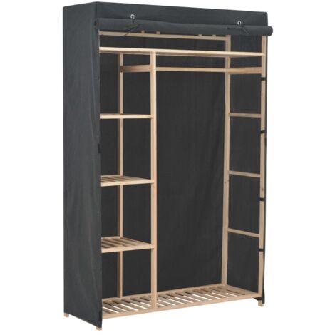 Armoire De Rangement D'angle En Forme L AG Avec 2 Tringles - Tissu