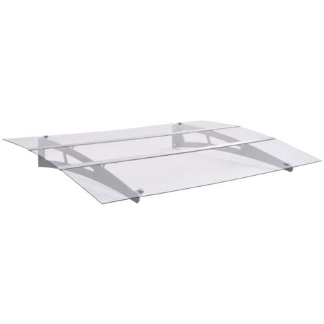 Auvent de porte Marquise de porte  Argenté et transparent 120x90 cm Polycarbonate 16790