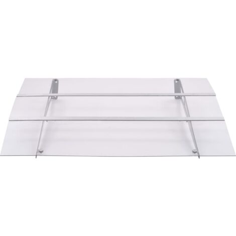 Auvent de porte Marquise de porte  Argenté et transparent 120x90 cm Polycarbonate 16790