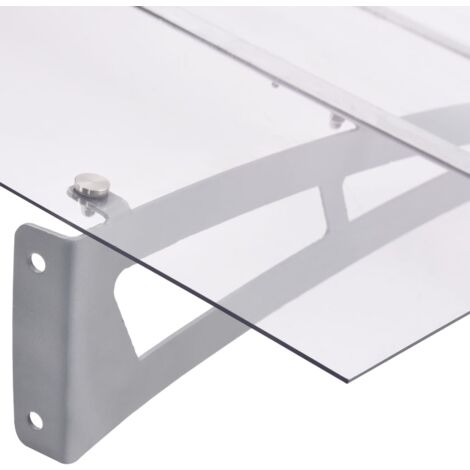Auvent de porte Marquise de porte  Argenté et transparent 120x90 cm Polycarbonate 16790