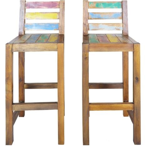 Lot de 2 Tabourets de bar Style Contemporain  Chaises de bar Bois massif de récupération 96768