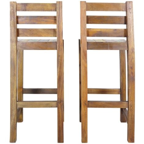 Lot de 2 Tabourets de bar Style Contemporain  Chaises de bar Bois massif de récupération 96768