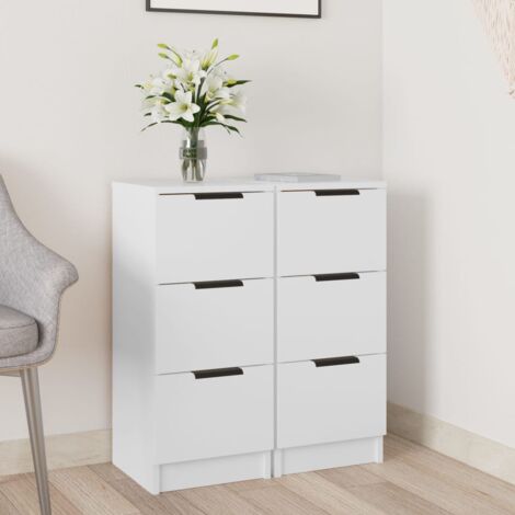 Lot de 2 Buffets Bahut Meubles de rangement Commode Blanc 30x30x70 cm Bois d'ingénierie 79635 (1/5)